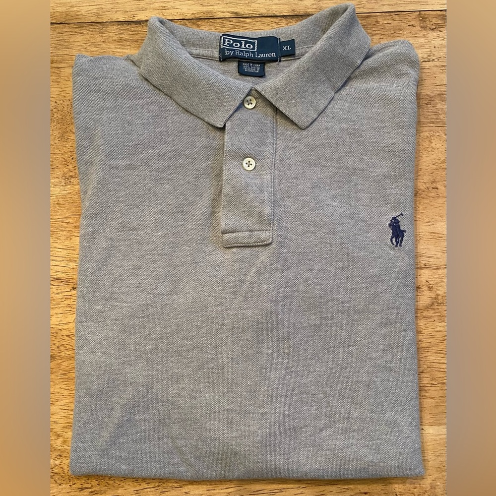 Polo by Ralph Lauren Men’s XL Light Gray Cotton Pique Knit Short‎ Sleeve Shirt